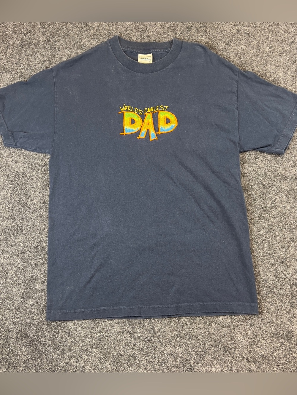 Vintage World’s Coolest Dad Embroidered Graphic Tee Navy Mens Large